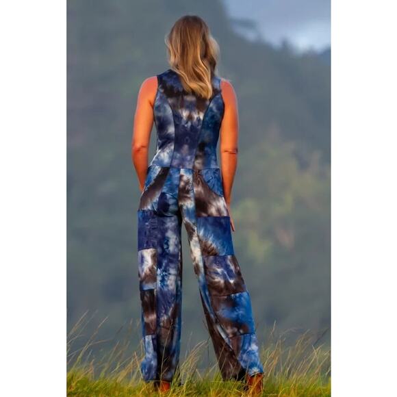 Autumn Teneyl Tie Dye Hooded Jumpsuit - Small Organic Soft Hippie Boho Wide Leg - Picture 2 of 16